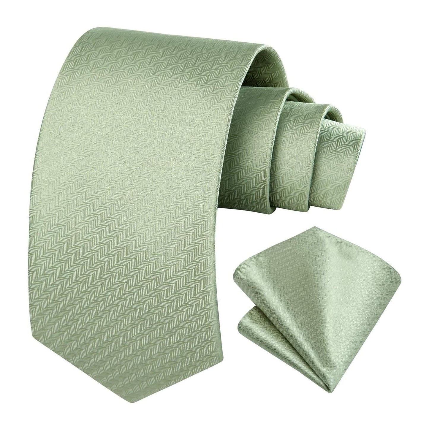 Hisdern Sage Green Houndstooth Wedding Tie Set
