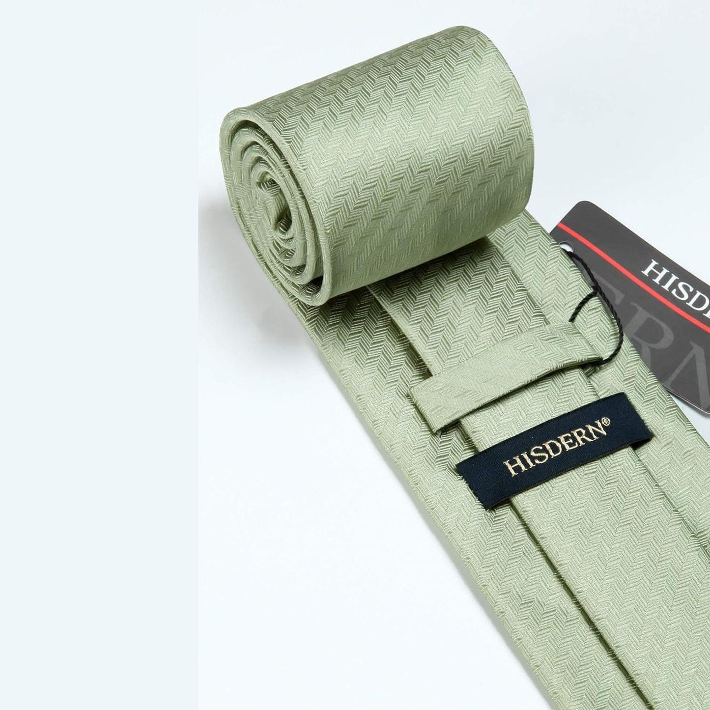 Hisdern Sage Green Houndstooth Wedding Tie Set