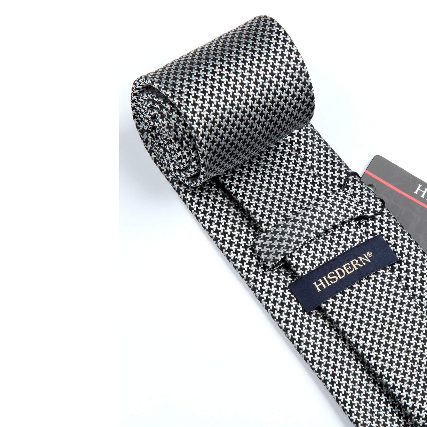 Hisdern Grey Houndstooth Business Tie Set