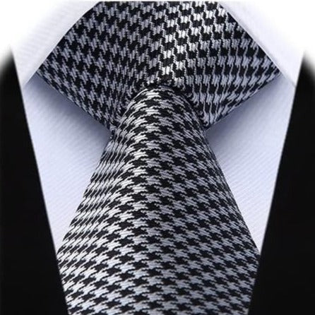 Hisdern Grey Houndstooth Business Tie Set