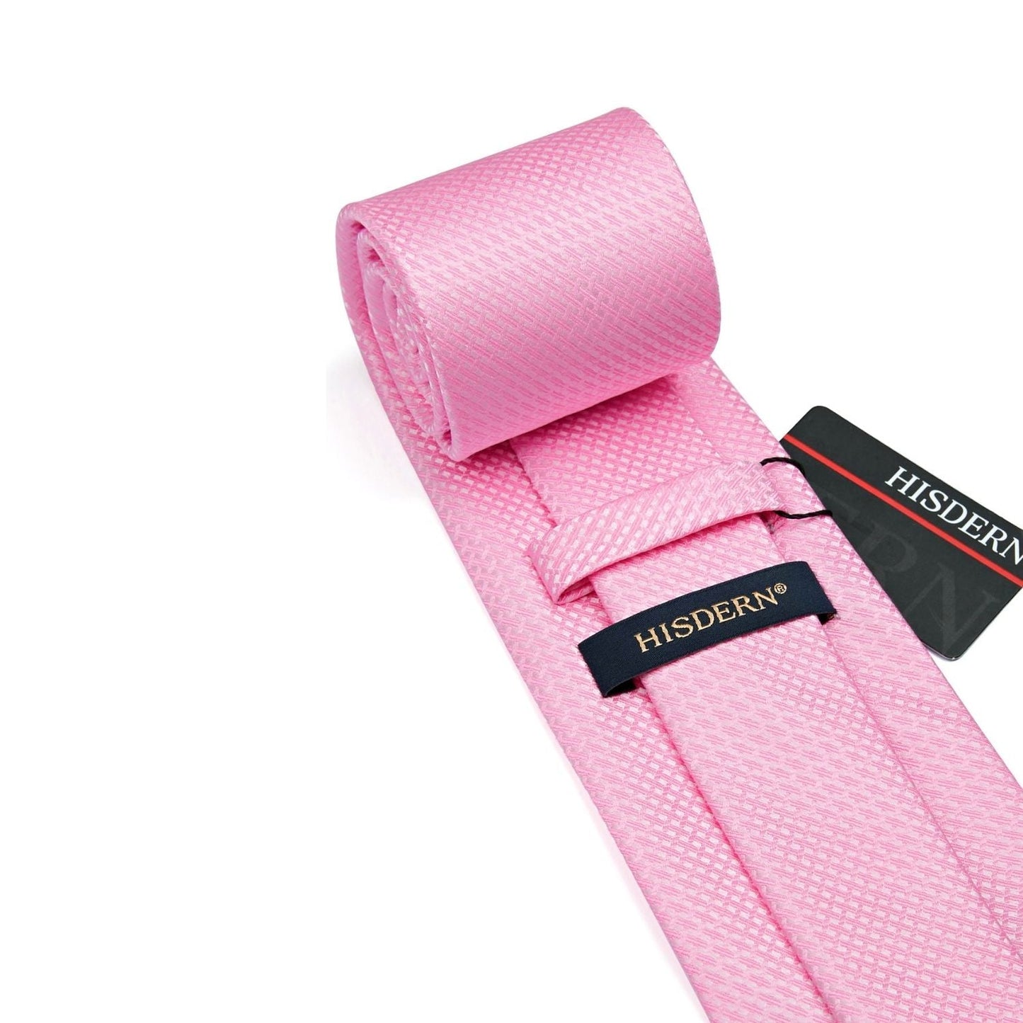Hisdern Pink Plaid Pocket Square With Matching Tie