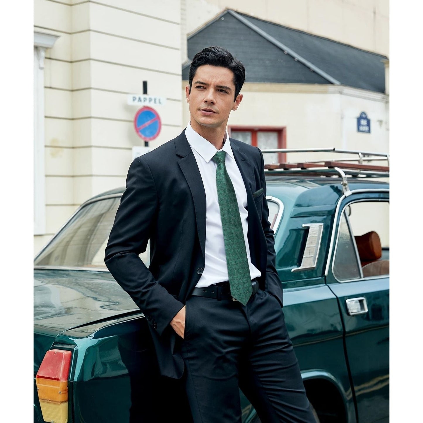Hisdern Green Plaid Business Tie Set