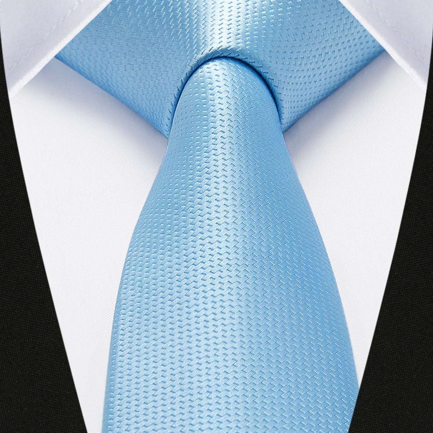 Hisdern Solid Print Skinny Tie Slim 2.4'' Formal Light Blue Wedding Tie