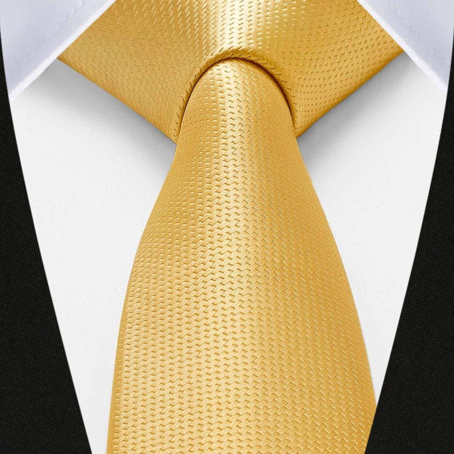 Hisdern Solid Print Skinny Tie Slim 2.4'' Formal Gold Wedding Tie