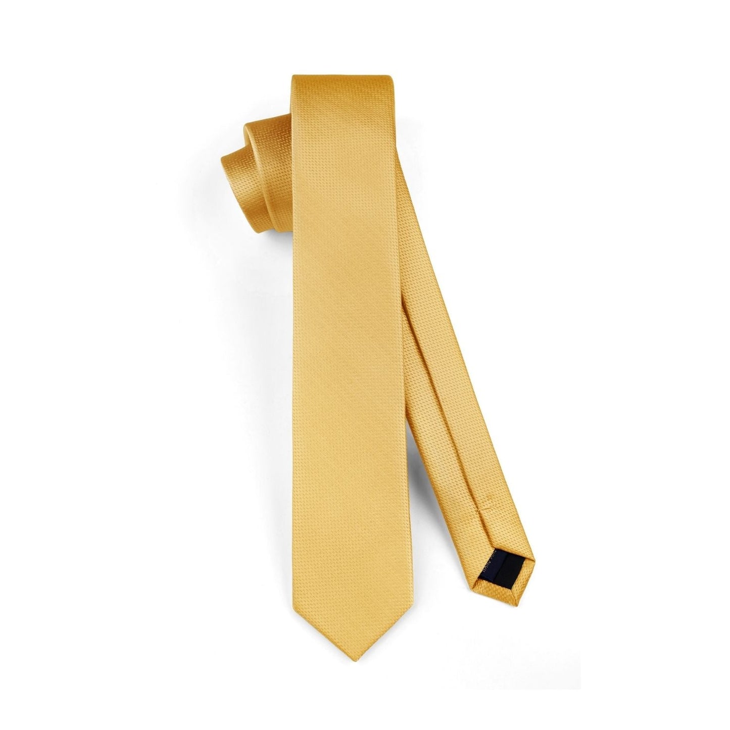 Hisdern Solid Print Skinny Tie Slim 2.4'' Formal Gold Wedding Tie