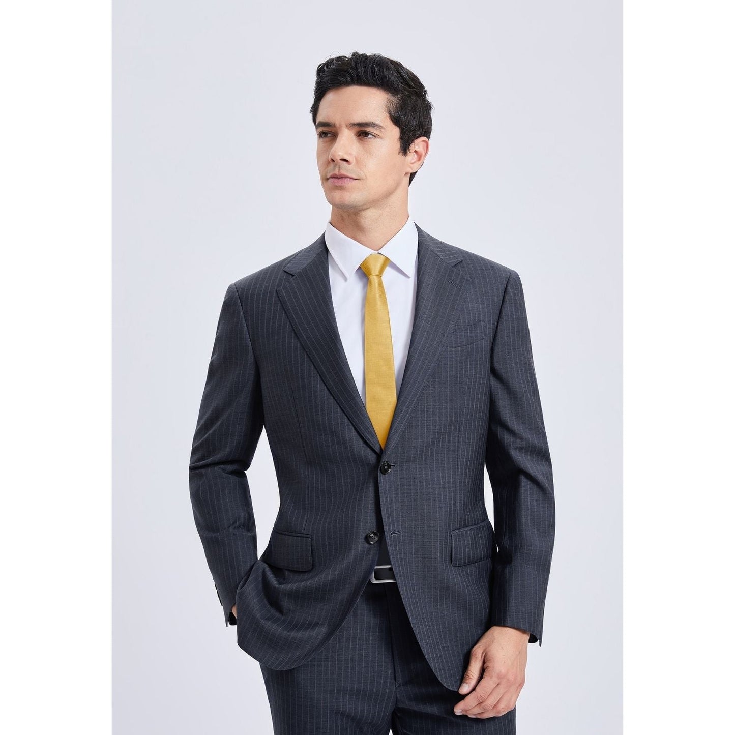 Hisdern Solid Print Skinny Tie Slim 2.4'' Formal Gold Wedding Tie