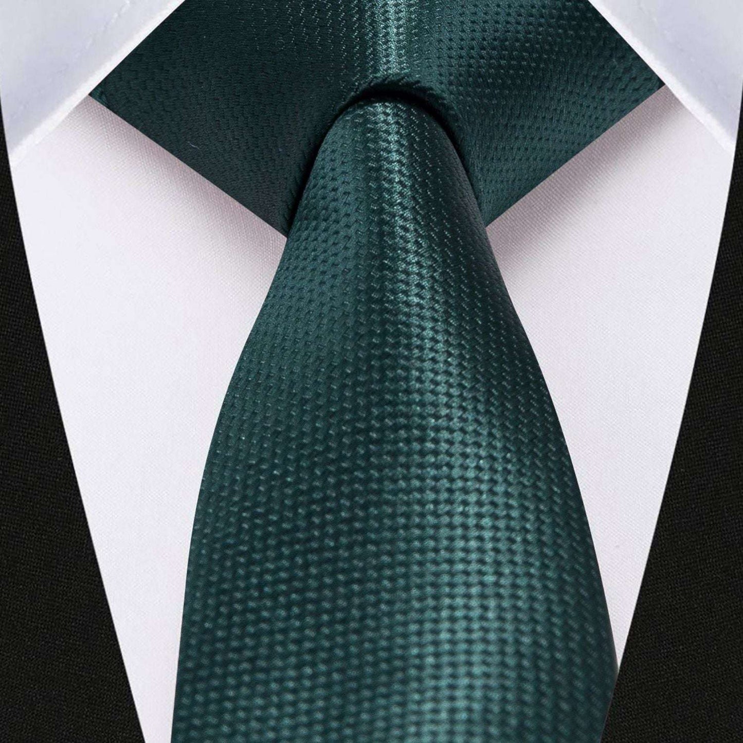Hisdern Solid Print Skinny Tie Slim 2.4'' Formal Green Wedding Tie