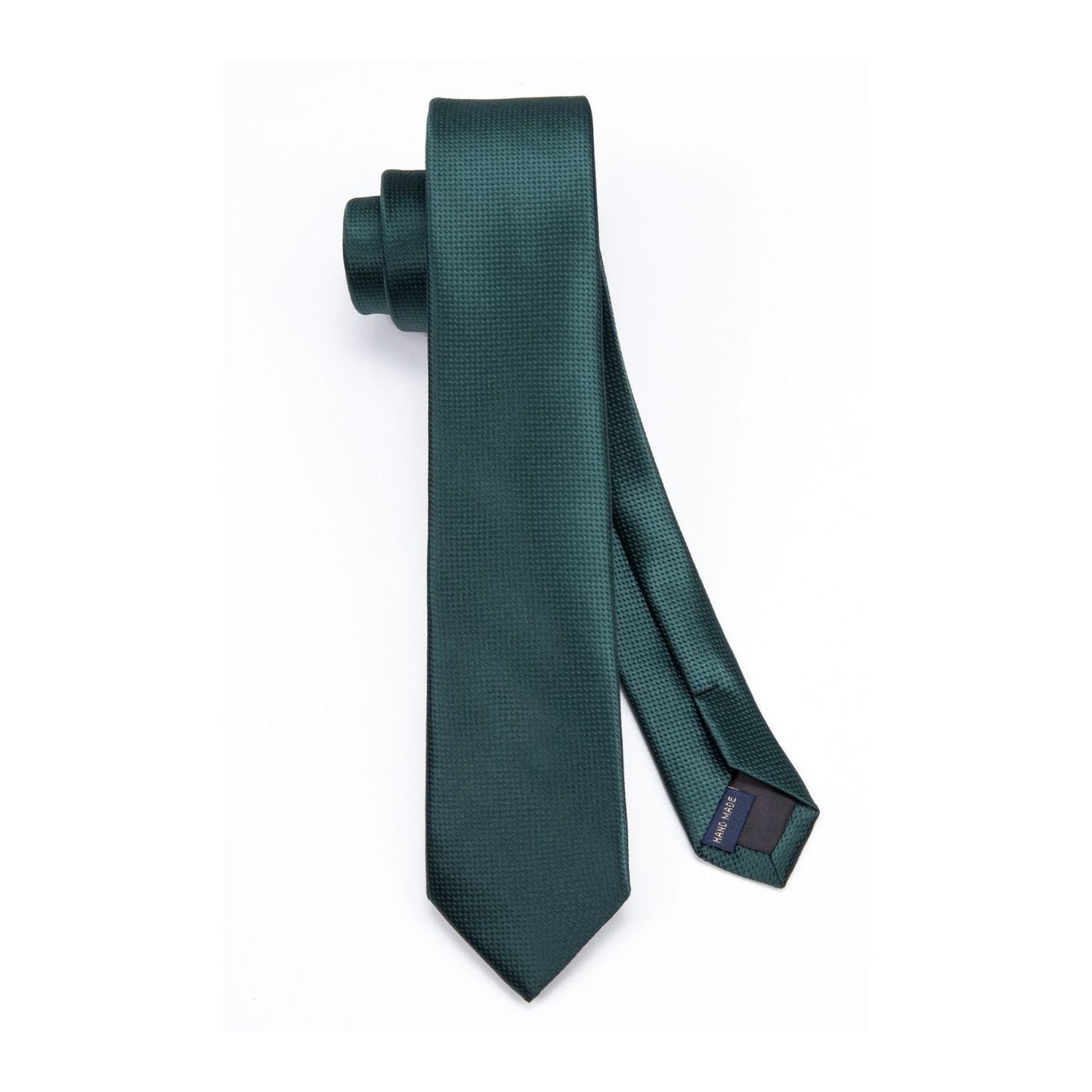 Hisdern Solid Print Skinny Tie Slim 2.4'' Formal Green Wedding Tie