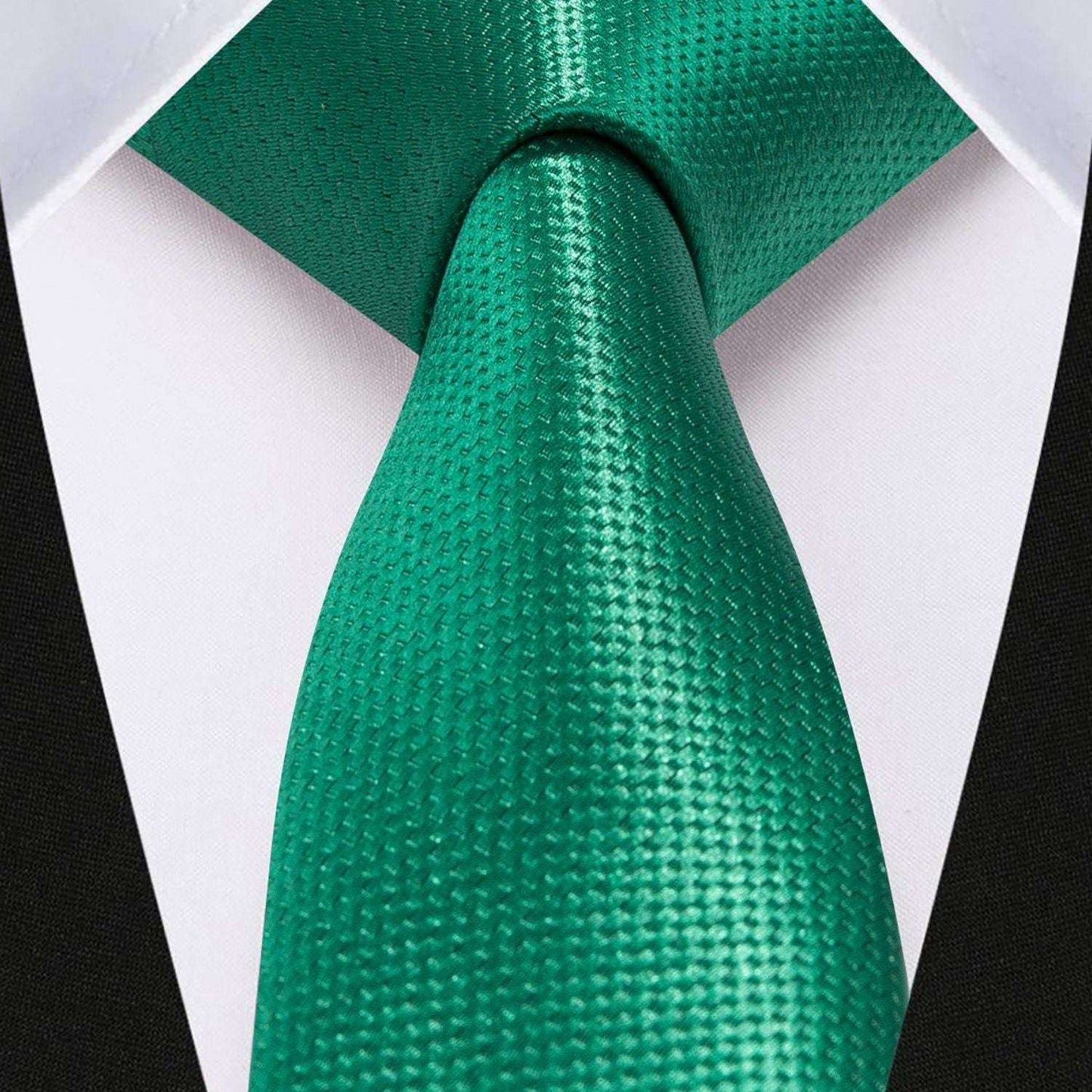 Hisdern Solid Print Skinny Tie Slim 2.4'' Formal Green Wedding Tie