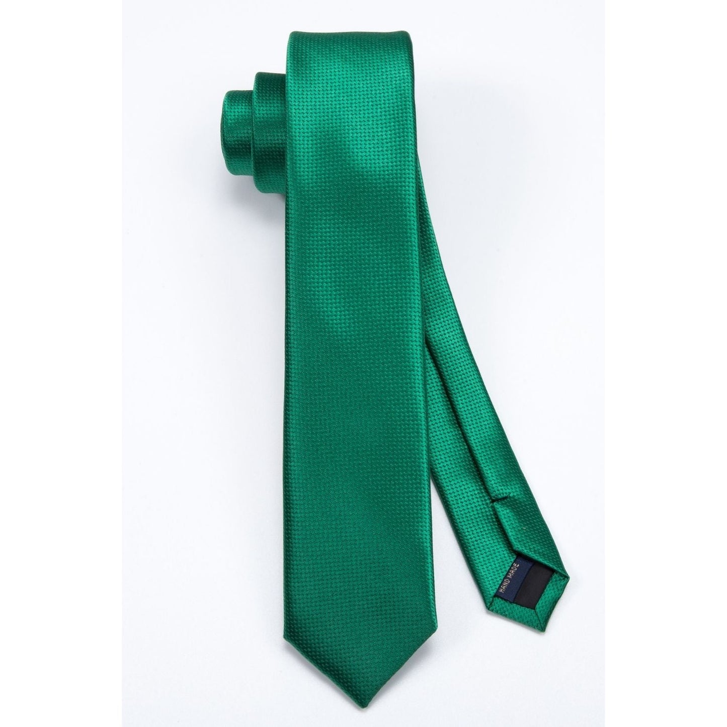 Hisdern Solid Print Skinny Tie Slim 2.4'' Formal Green Wedding Tie