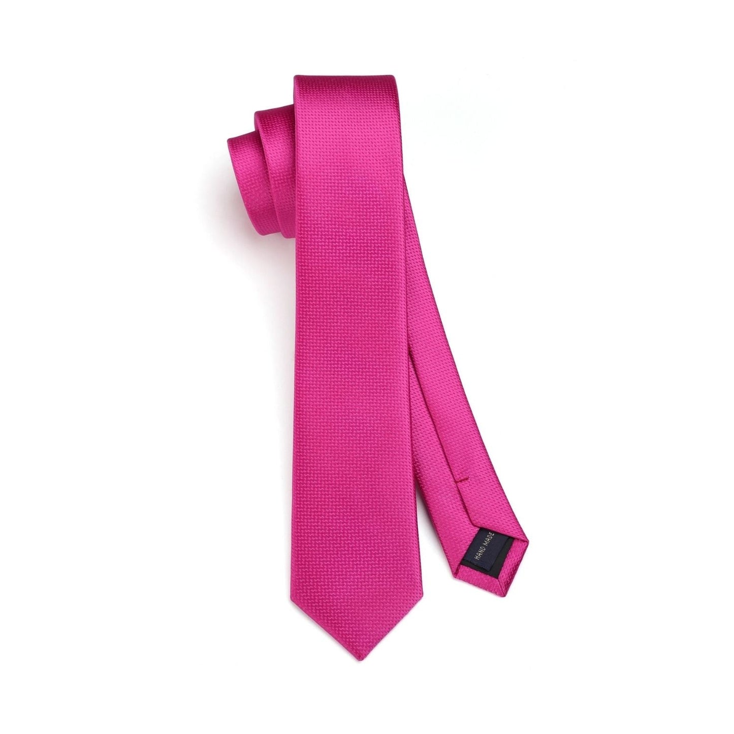 Hisdern Solid Print Skinny Tie Slim 2.4'' Formal Hot Pink Wedding Tie