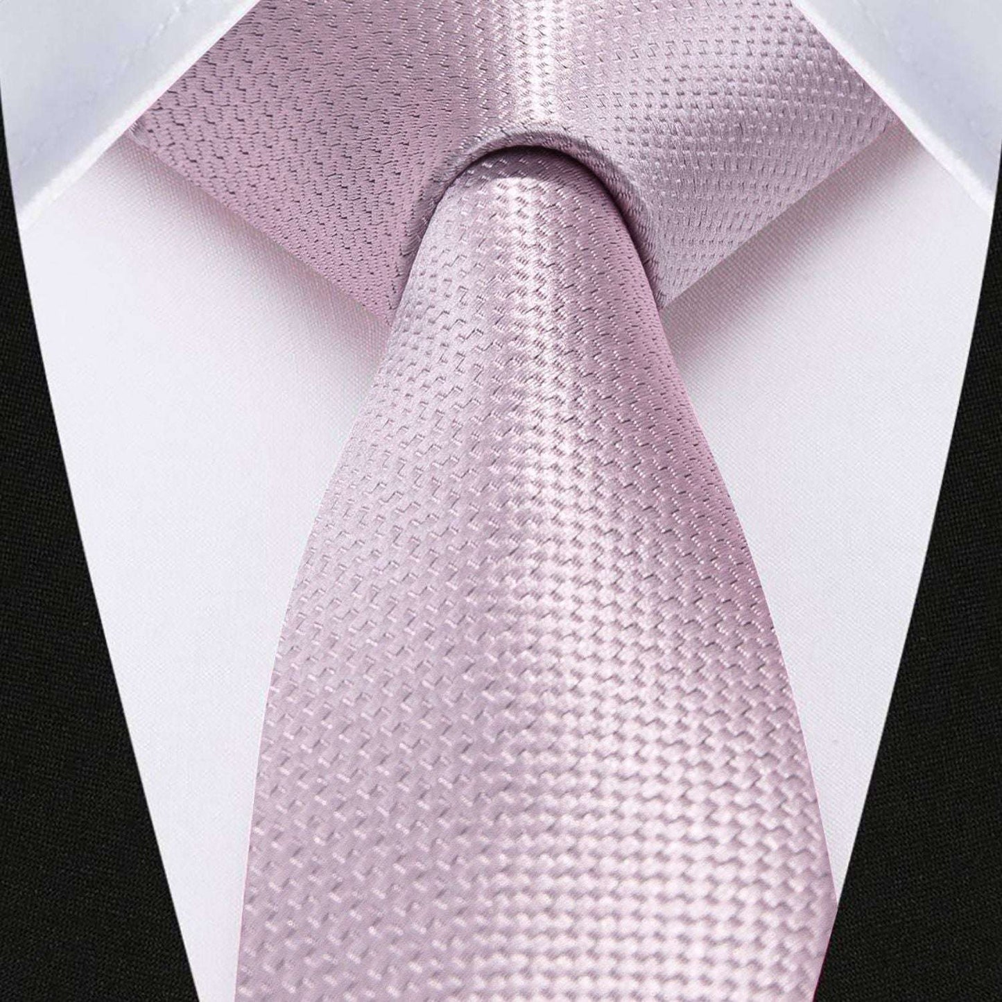 Hisdern Solid Print Skinny Tie Slim 2.4'' Formal Pink Wedding Tie