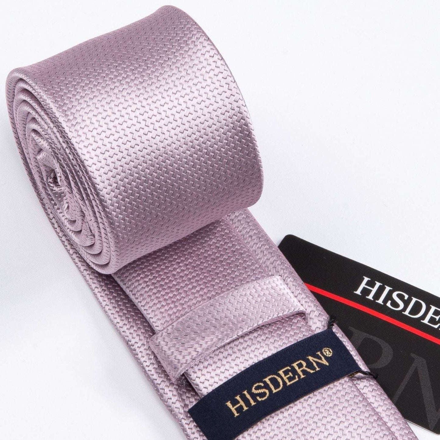 Hisdern Solid Print Skinny Tie Slim 2.4'' Formal Pink Wedding Tie