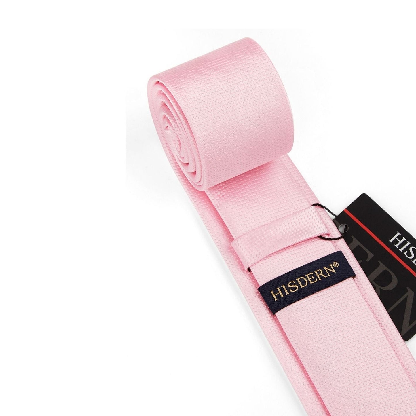 Hisdern Solid Print Skinny Tie Slim 2.4'' Formal Baby Pink Wedding Tie