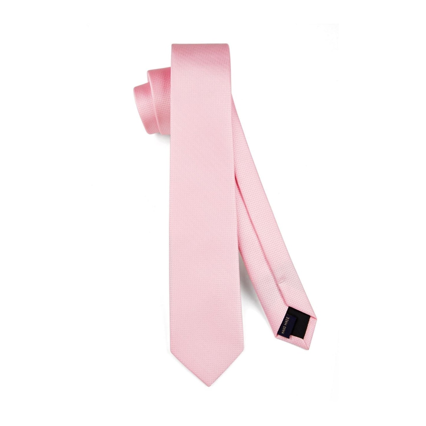 Hisdern Solid Print Skinny Tie Slim 2.4'' Formal Baby Pink Wedding Tie
