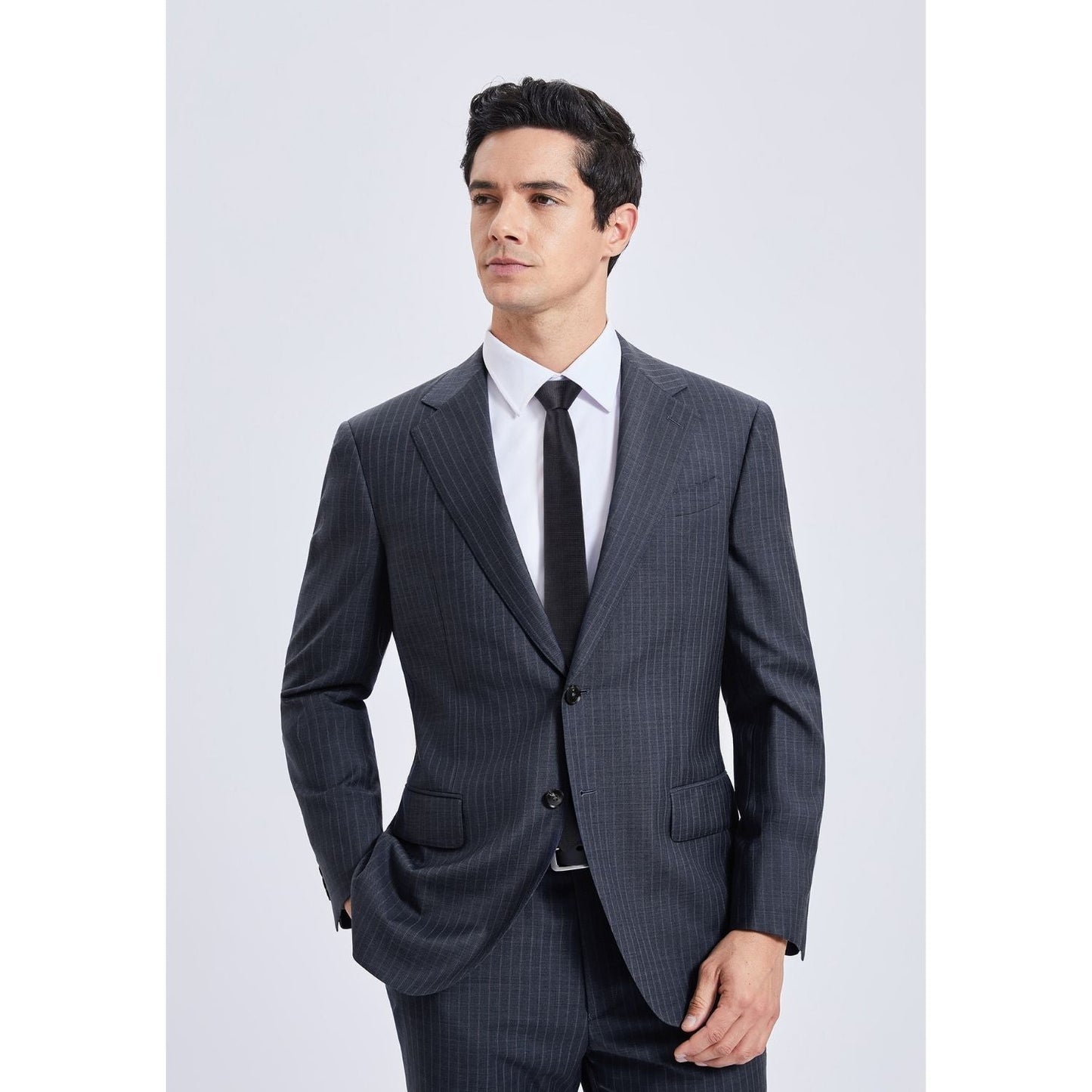 Hisdern Solid Print Skinny Tie Slim 2.4'' Formal Black Wedding Tie
