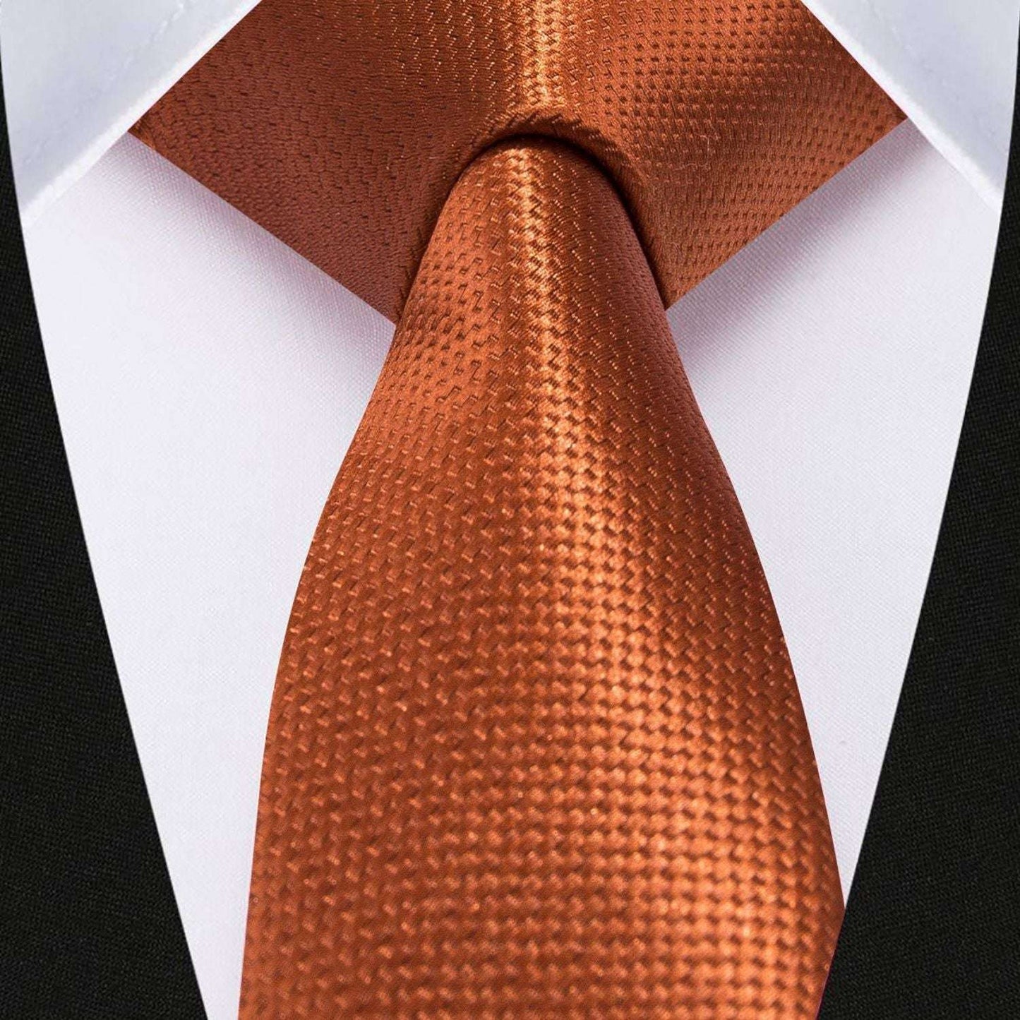 Hisdern Solid Print Skinny Tie Slim 2.4'' Formal Burnt Orange Wedding Tie