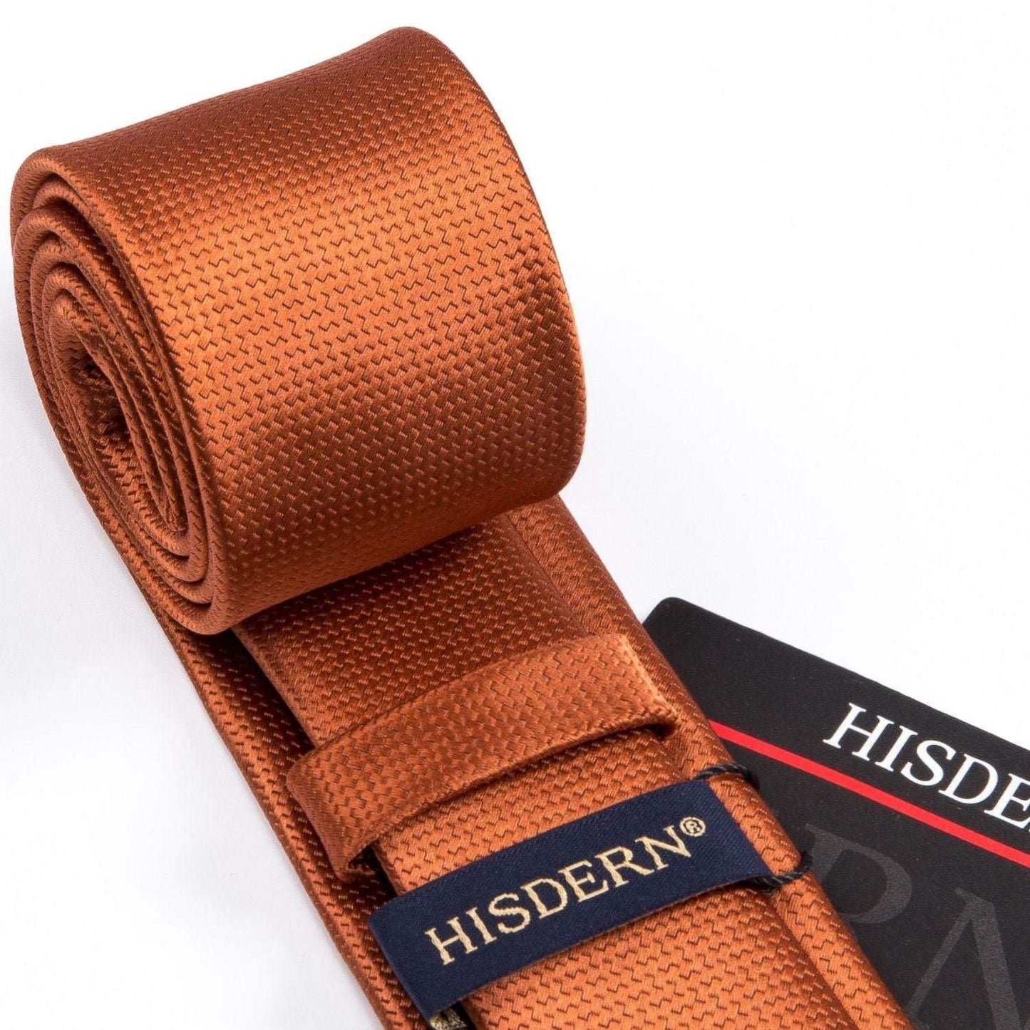 Hisdern Solid Print Skinny Tie Slim 2.4'' Formal Burnt Orange Wedding Tie
