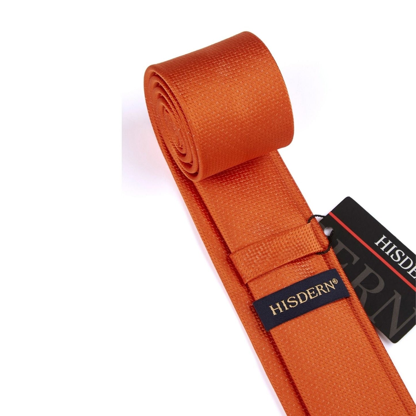 Hisdern Solid Print Skinny Tie Slim 2.4'' Formal Orange Wedding Tie