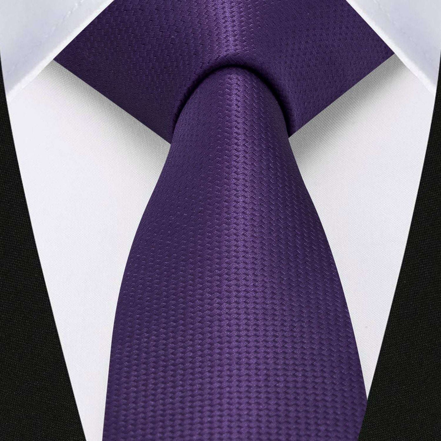 Hisdern Solid Print Skinny Tie Slim 2.4'' Formal Purple Wedding Tie