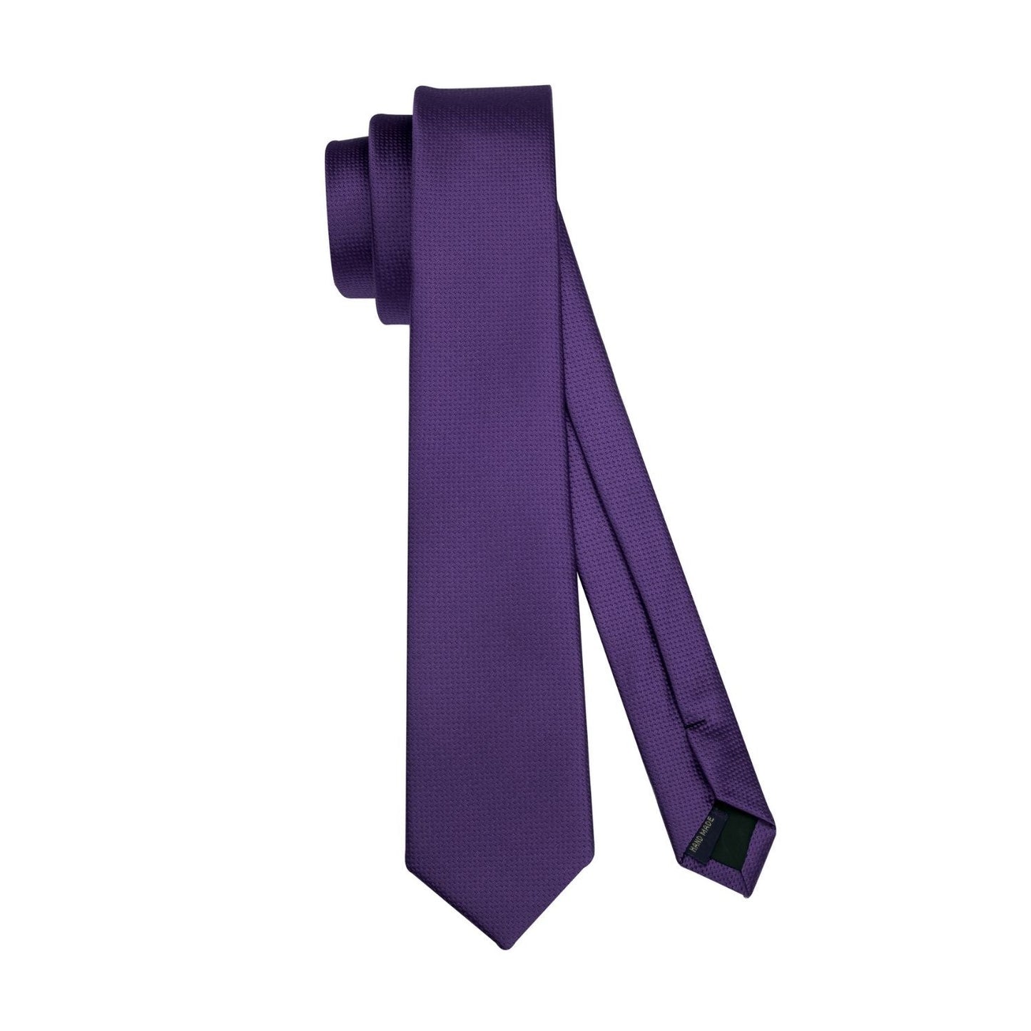 Hisdern Solid Print Skinny Tie Slim 2.4'' Formal Purple Wedding Tie
