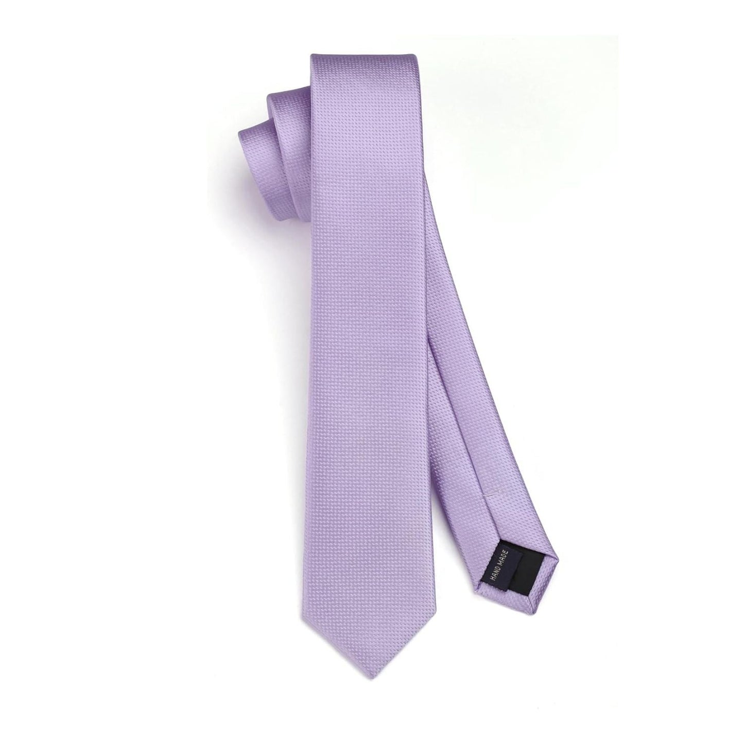 Hisdern Solid Print Skinny Tie Slim 2.4'' Formal Light Purple Wedding Tie