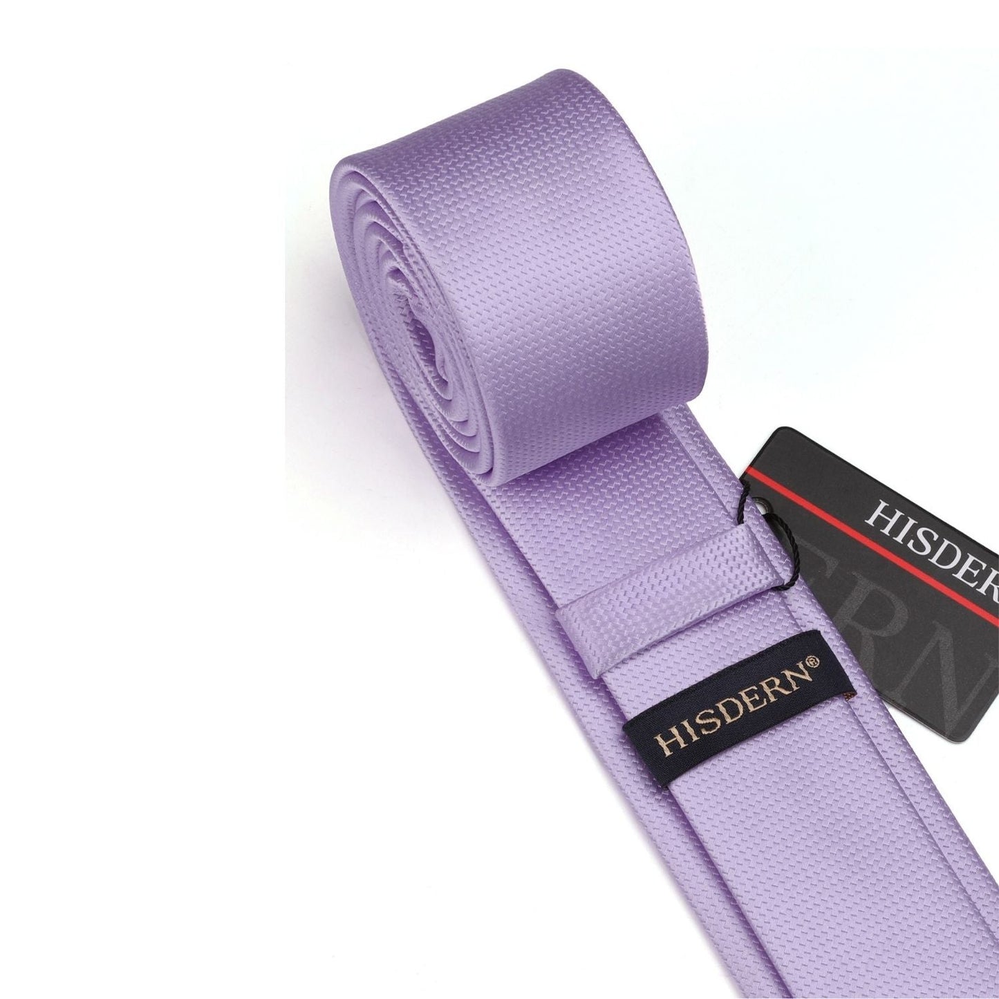 Hisdern Solid Print Skinny Tie Slim 2.4'' Formal Light Purple Wedding Tie