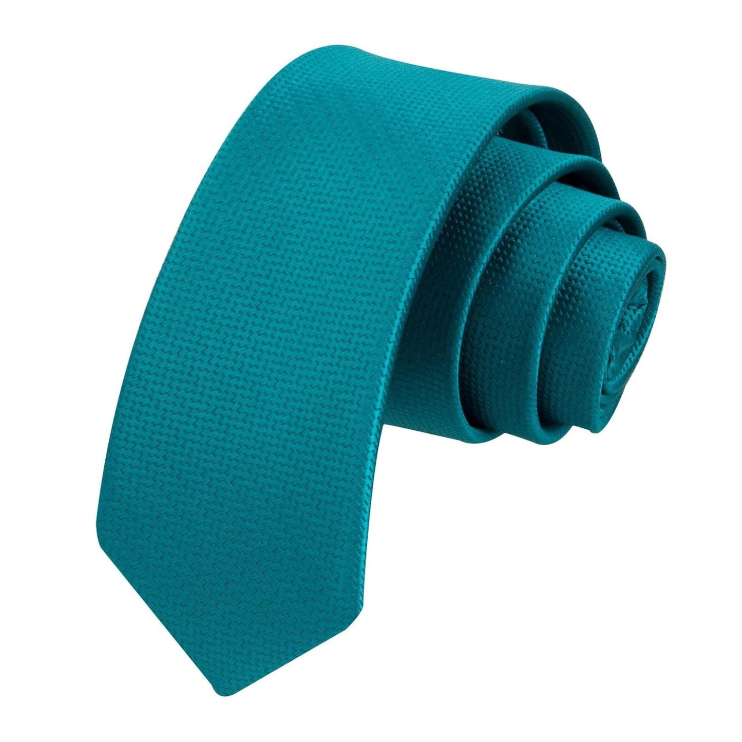 Hisdern Solid Print Skinny Tie Slim 2.4'' Formal Aqua Blue Wedding Tie