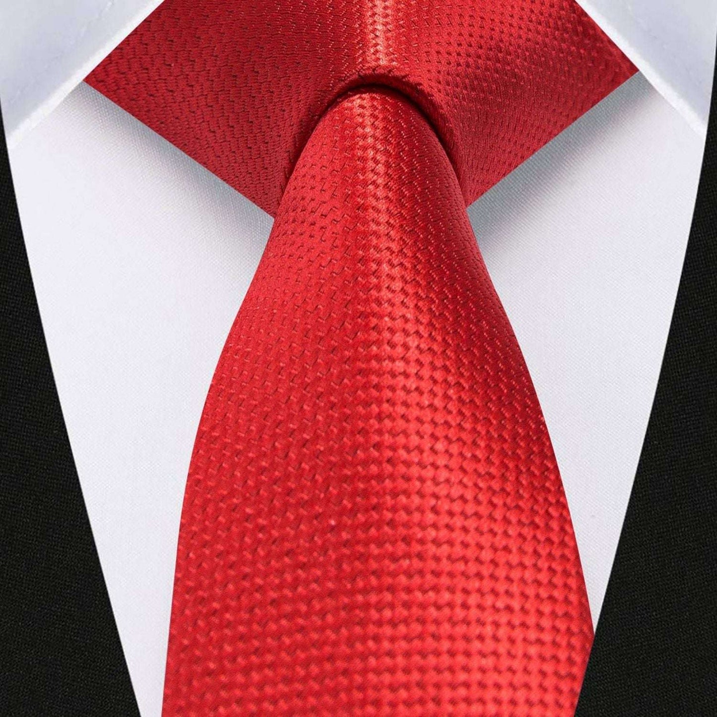 Hisdern Solid Print Skinny Tie Slim 2.4'' Formal Red Wedding Tie