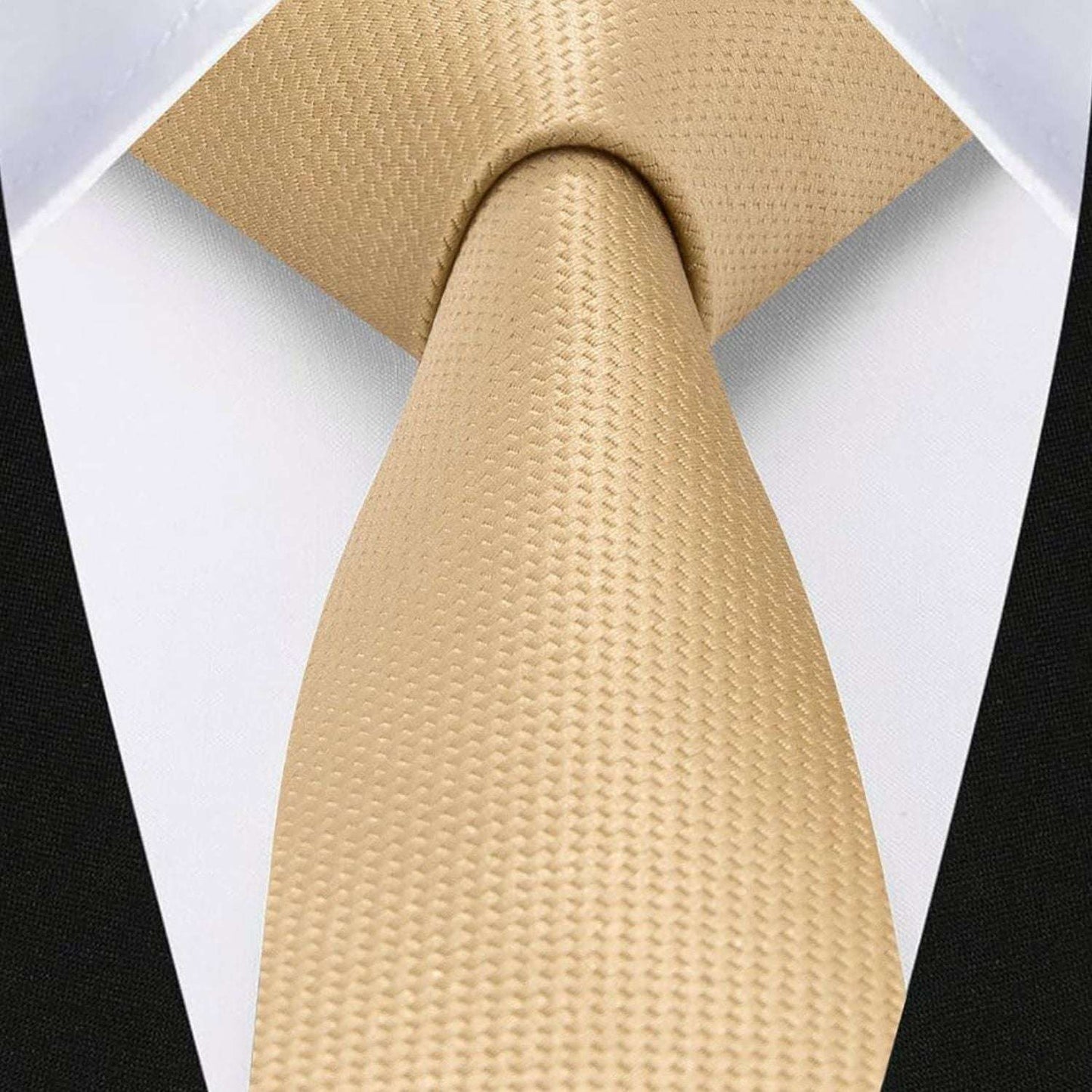 Hisdern Solid Print Skinny Tie Slim 2.4'' Formal Champagne Wedding Tie
