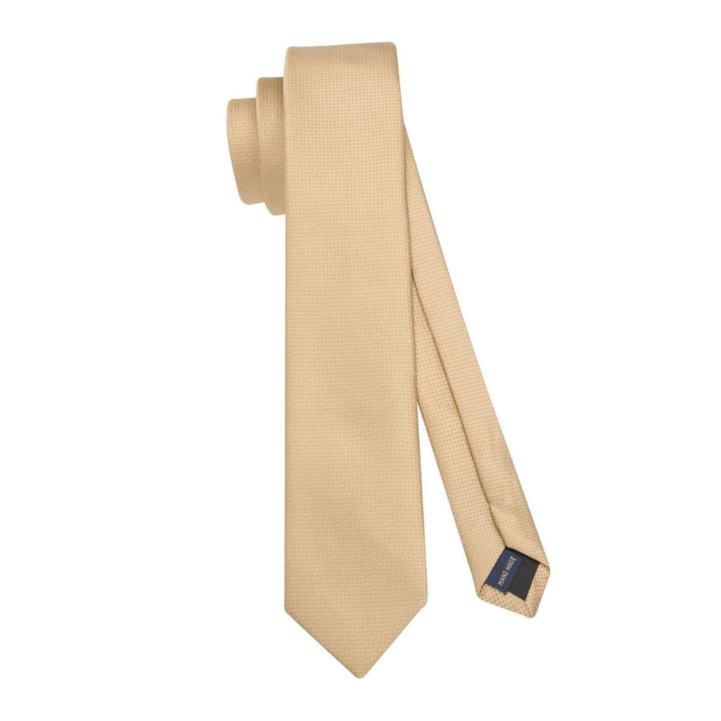 Hisdern Solid Print Skinny Tie Slim 2.4'' Formal Champagne Wedding Tie