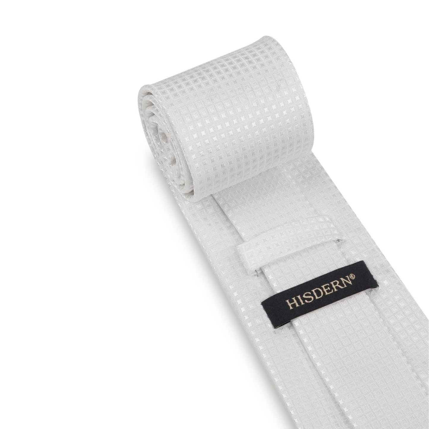 Hisdern Silver Plaid Pocket Square With Matching Tie