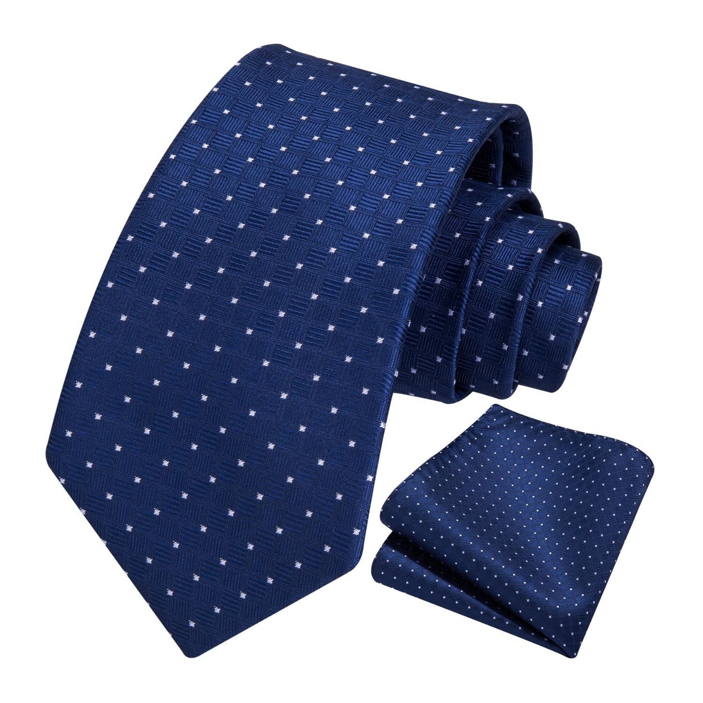 Hisdern Blue Plaid Pocket Square With Matching Tie