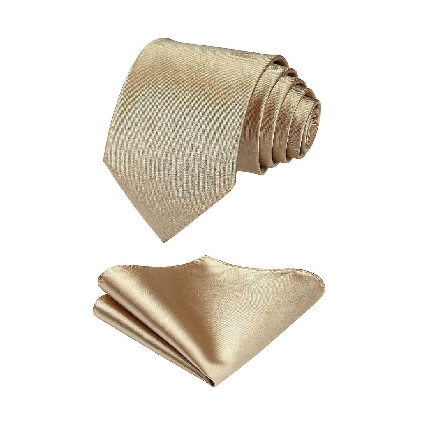 Hisdern Champagne Solid Men’s Tie Set for Formal & Wedding