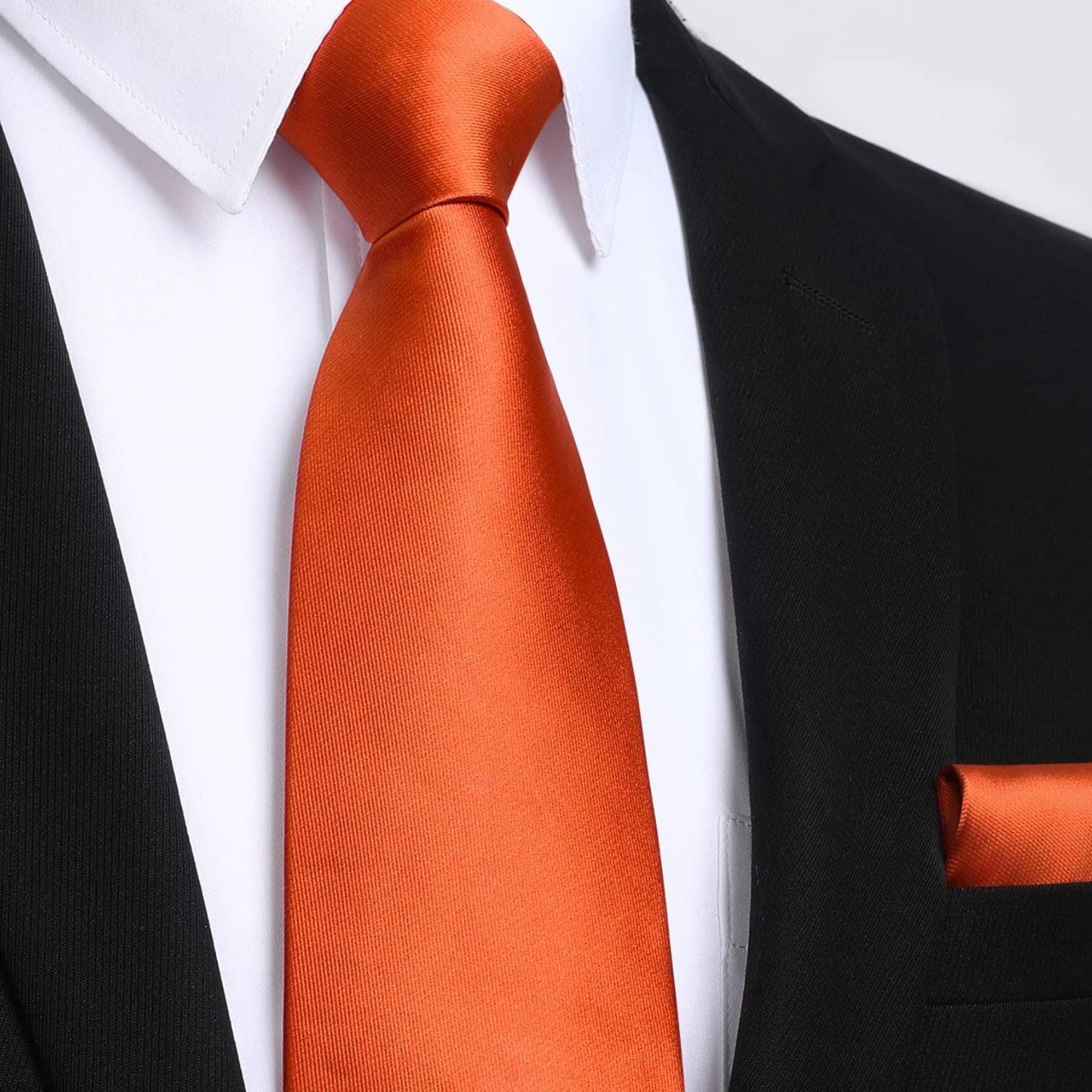 Hisdern Burnt Orange Solid Men’s Tie Set for Formal & Wedding