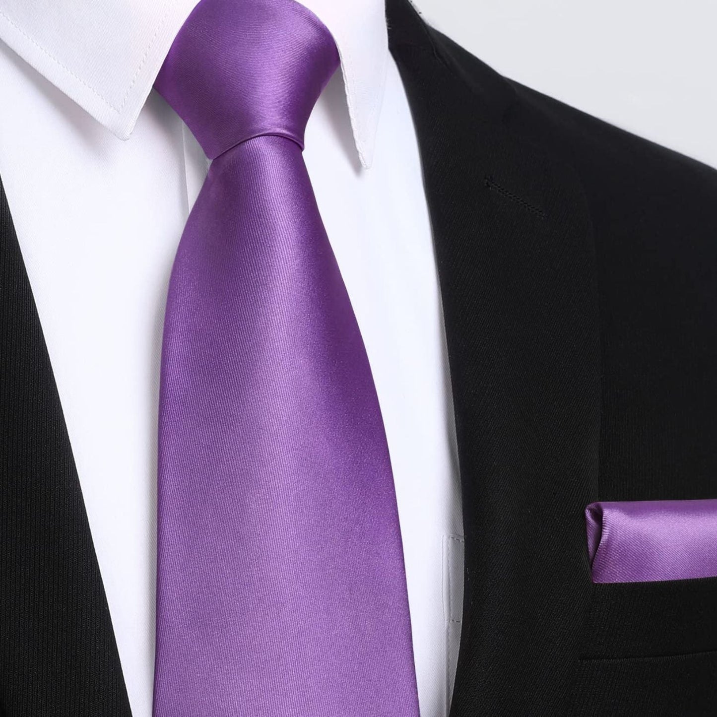 Hisdern Violet Solid Men’s Tie Set for Formal & Wedding