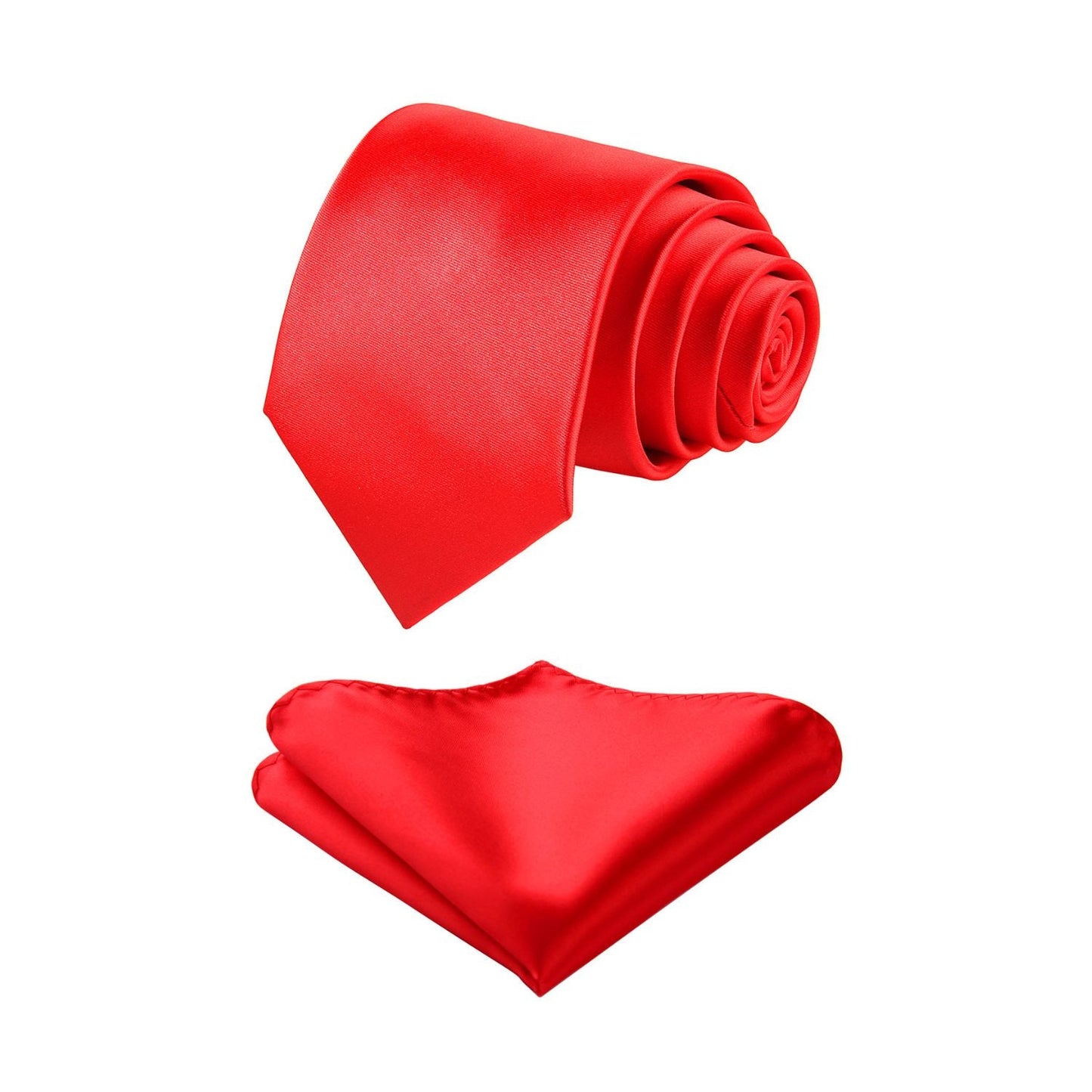 Hisdern Red Solid Men’s Tie Set for Formal & Wedding