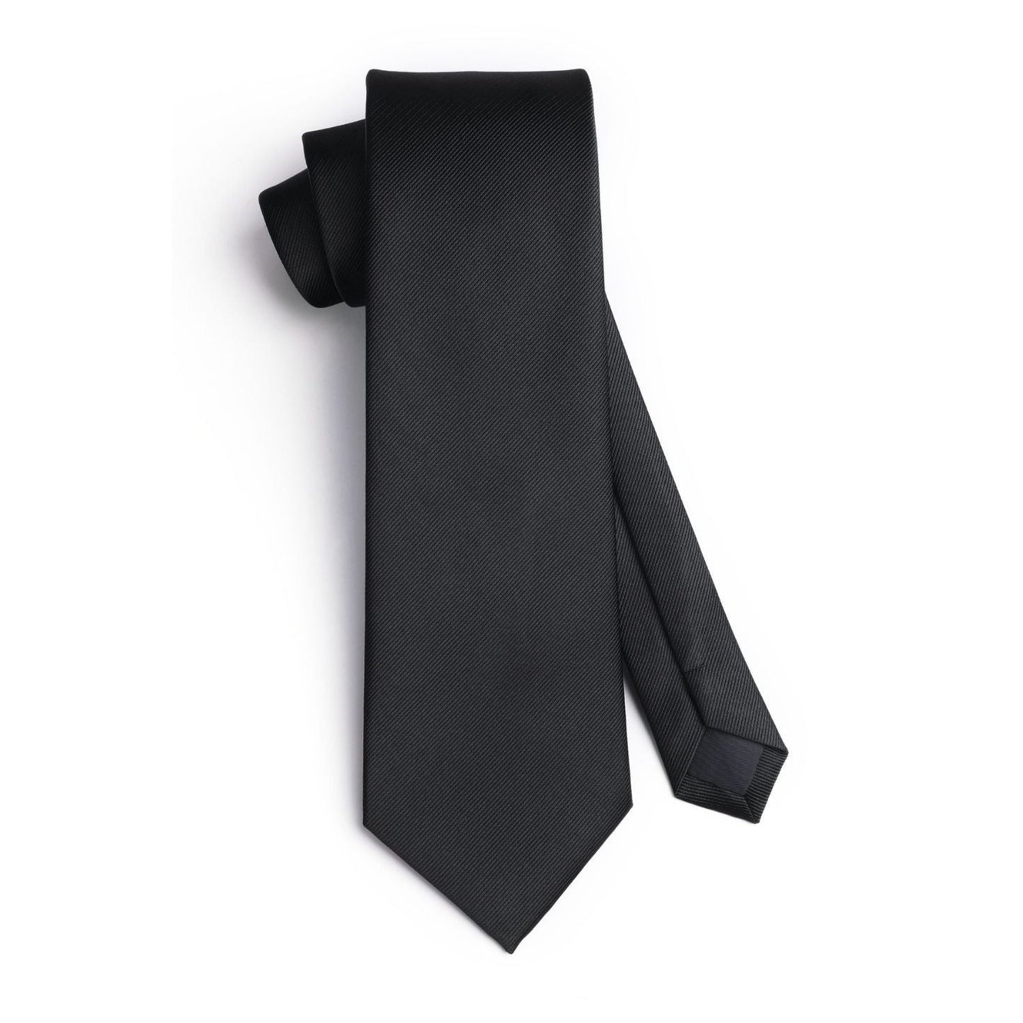 Hisdern Black Solid Men’s Tie Set for Formal & Wedding