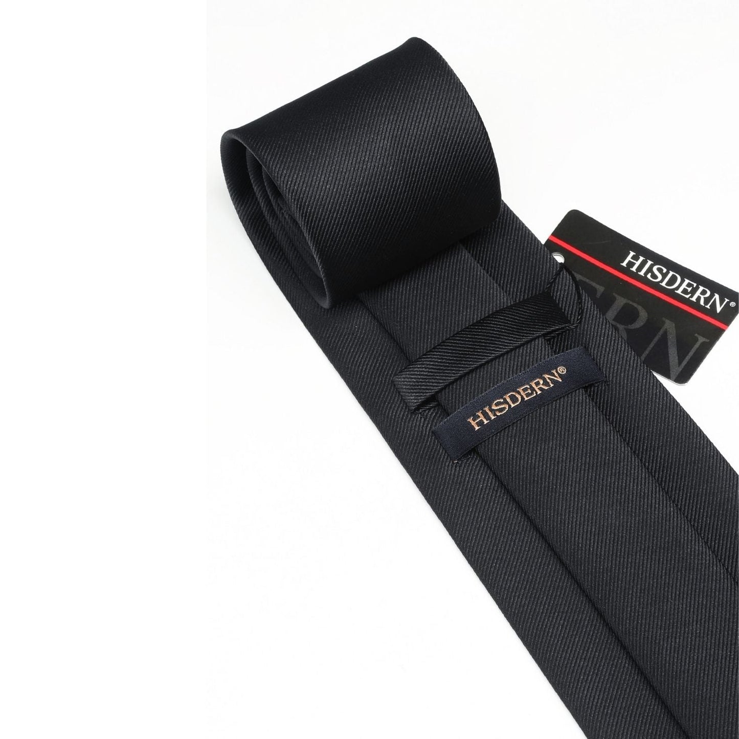 Hisdern Black Solid Men’s Tie Set for Formal & Wedding