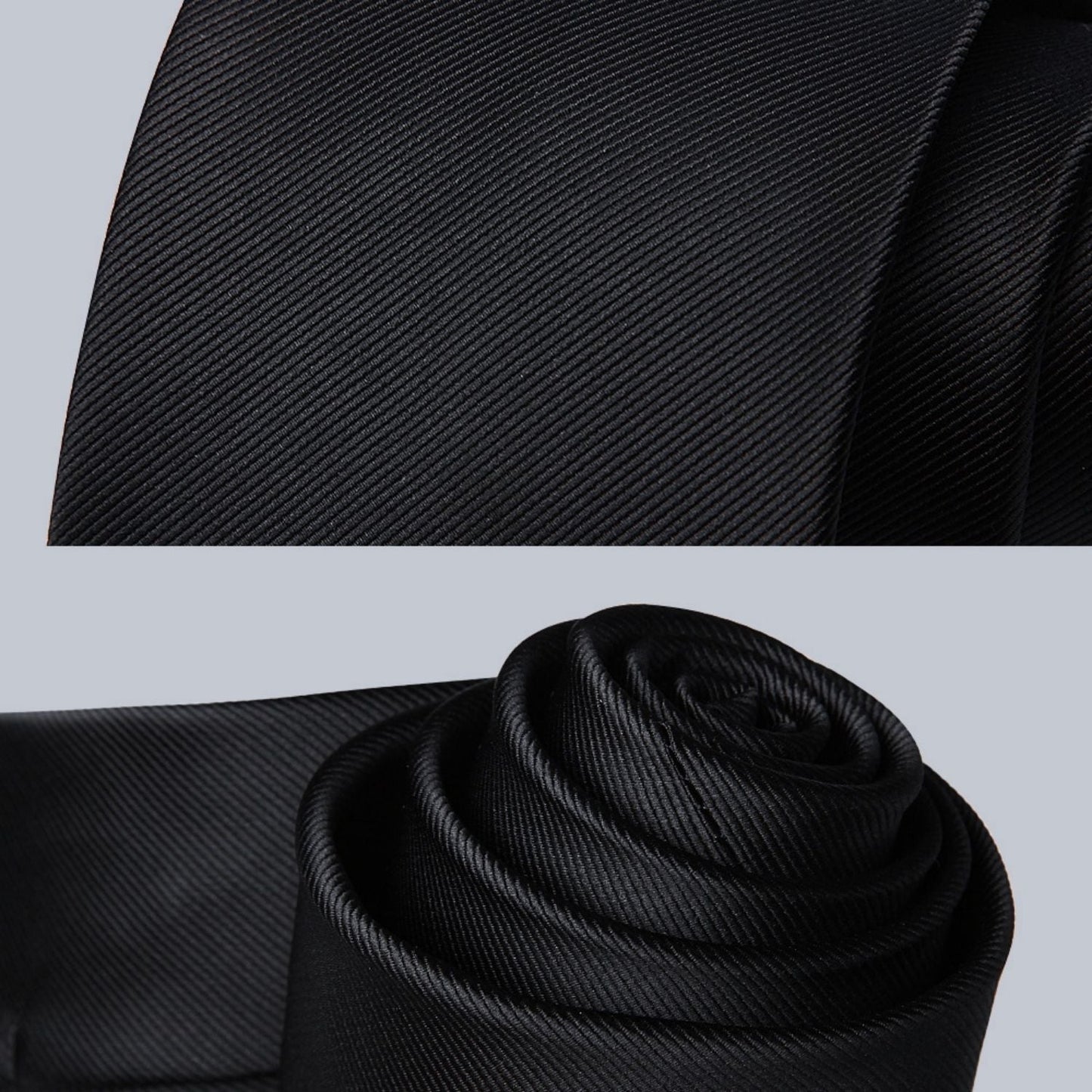 Hisdern Black Solid Men’s Tie Set for Formal & Wedding