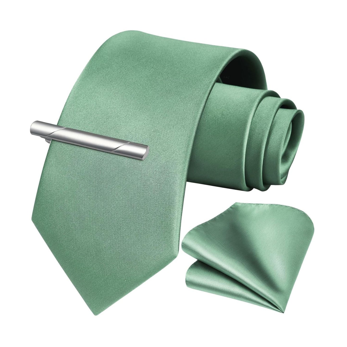 Hisdern Sage Green Solid Wedding Accessories Set With Clip