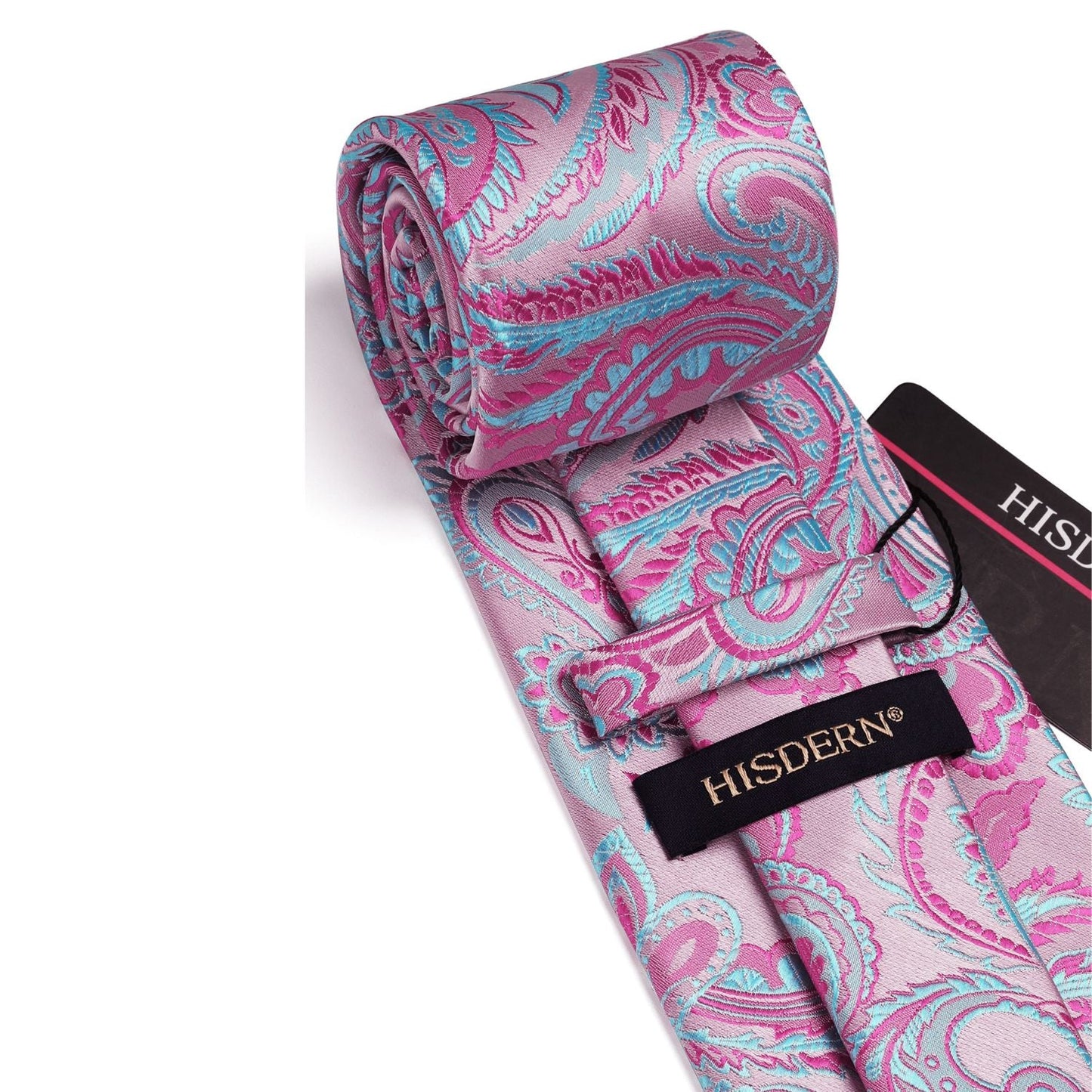 Hisdern Pink Paisley Tie Set For Groomsmen