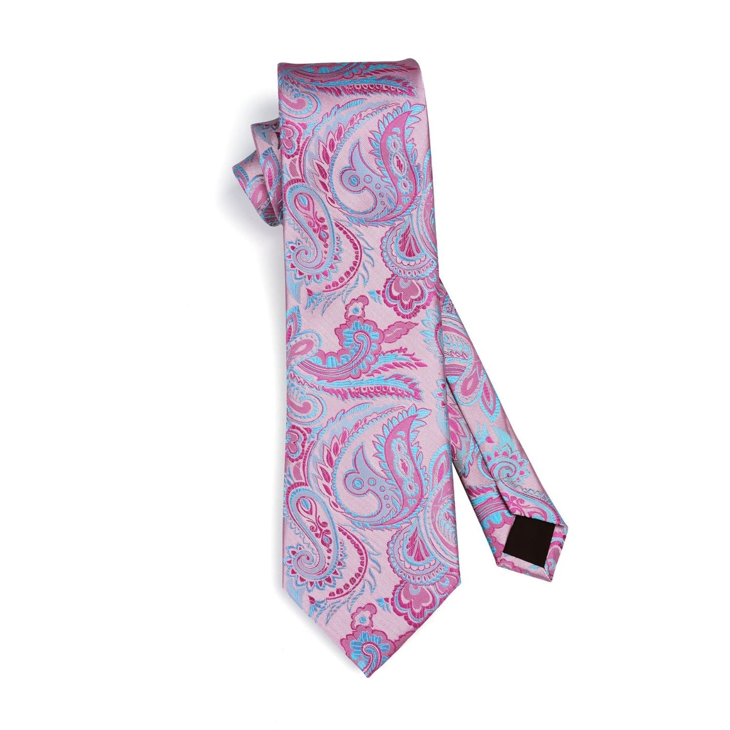 Hisdern Pink Paisley Tie Set For Groomsmen
