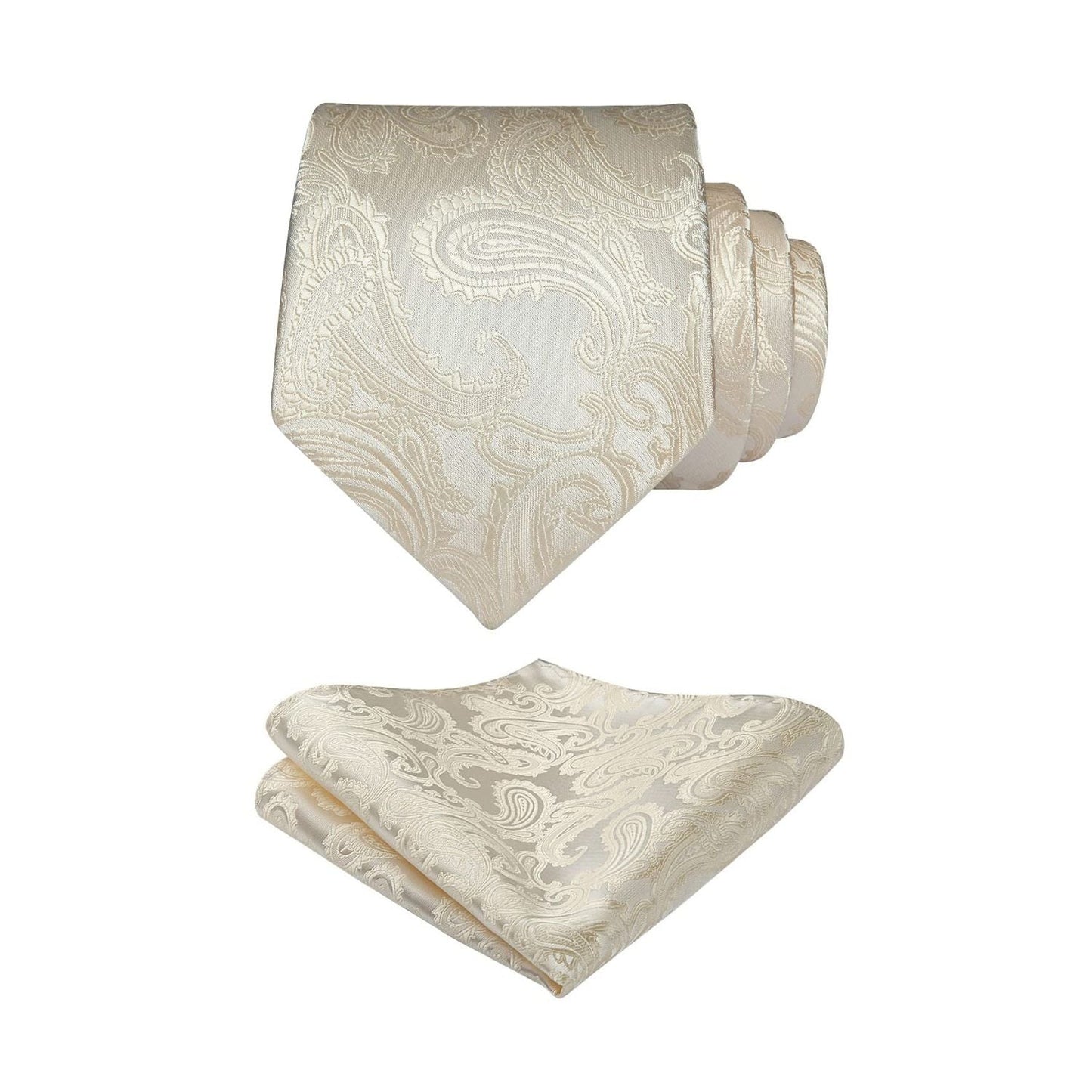 Hisdern Beige Paisley Tie Set For Groomsmen