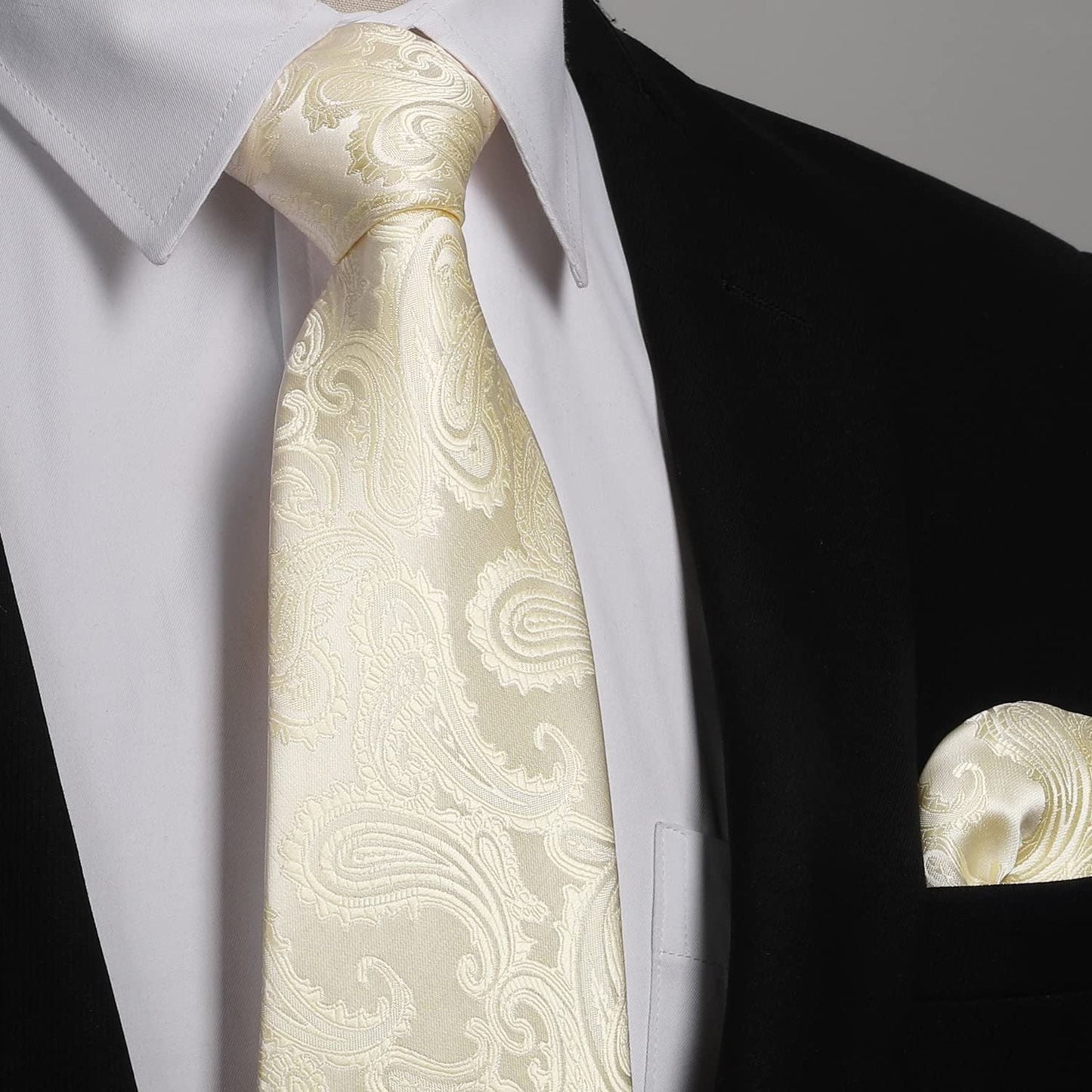 Hisdern Beige Paisley Tie Set For Groomsmen