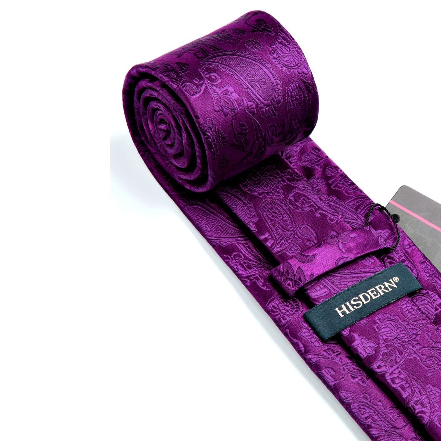 Hisdern Purple Paisley Tie Set For Formal Wear