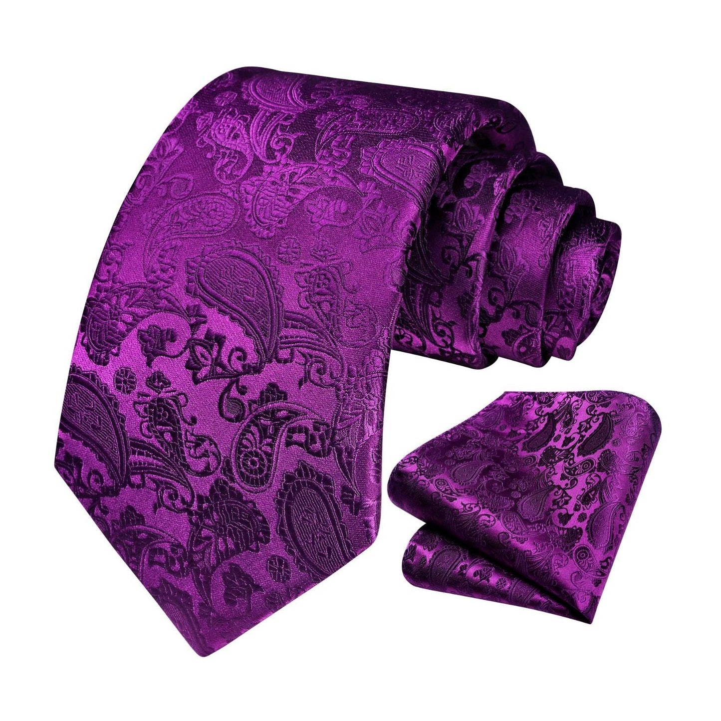 Hisdern Purple Paisley Tie Set For Formal Wear