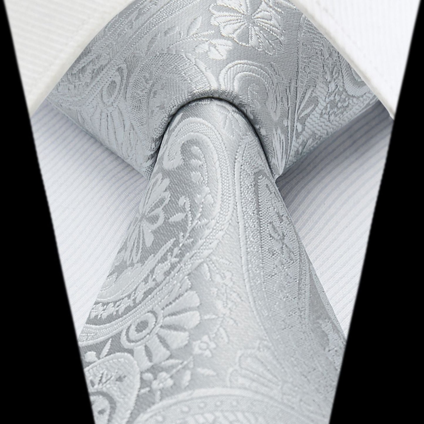 Hisdern Sliver Paisley Tie Set For Groomsmen