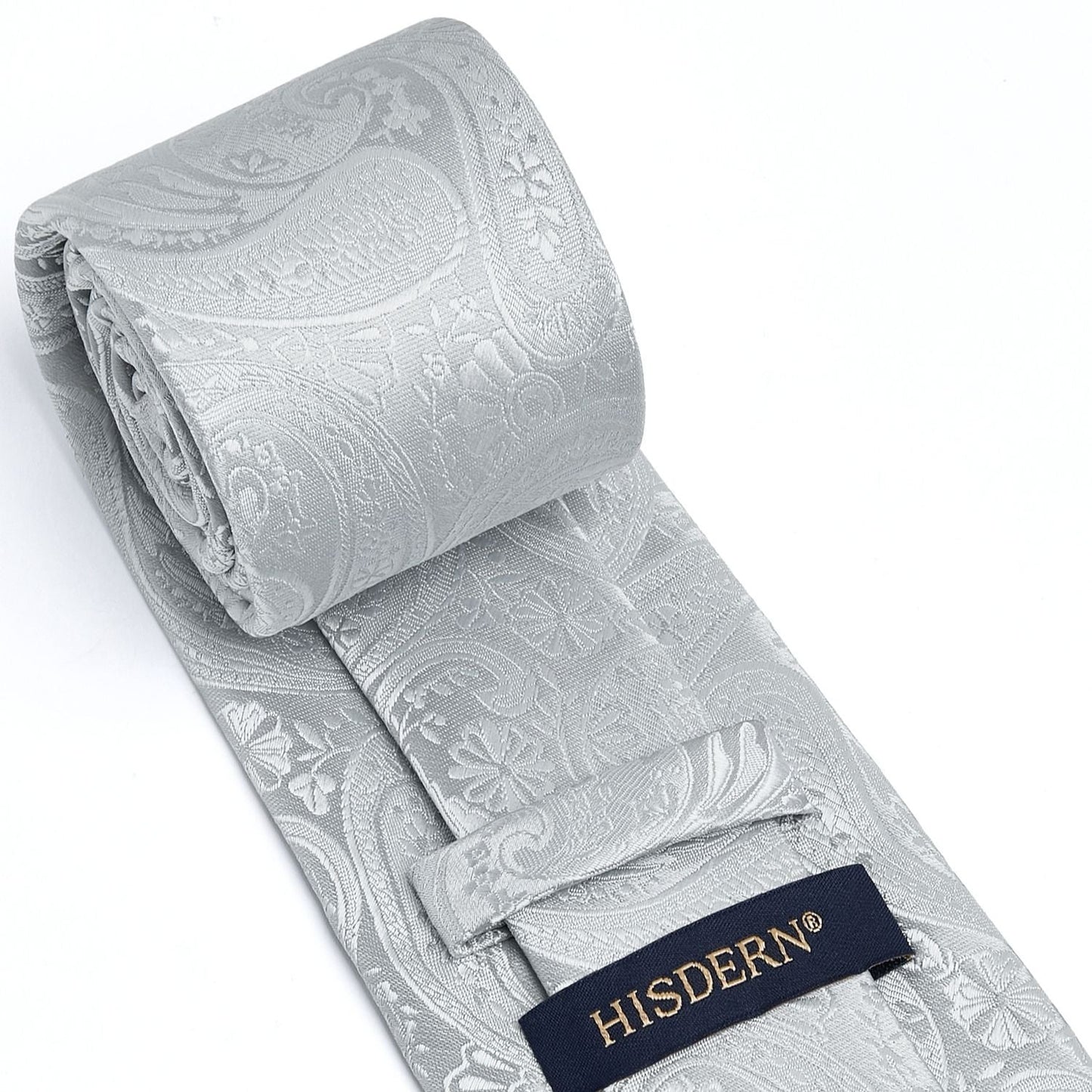 Hisdern Sliver Paisley Tie Set For Groomsmen