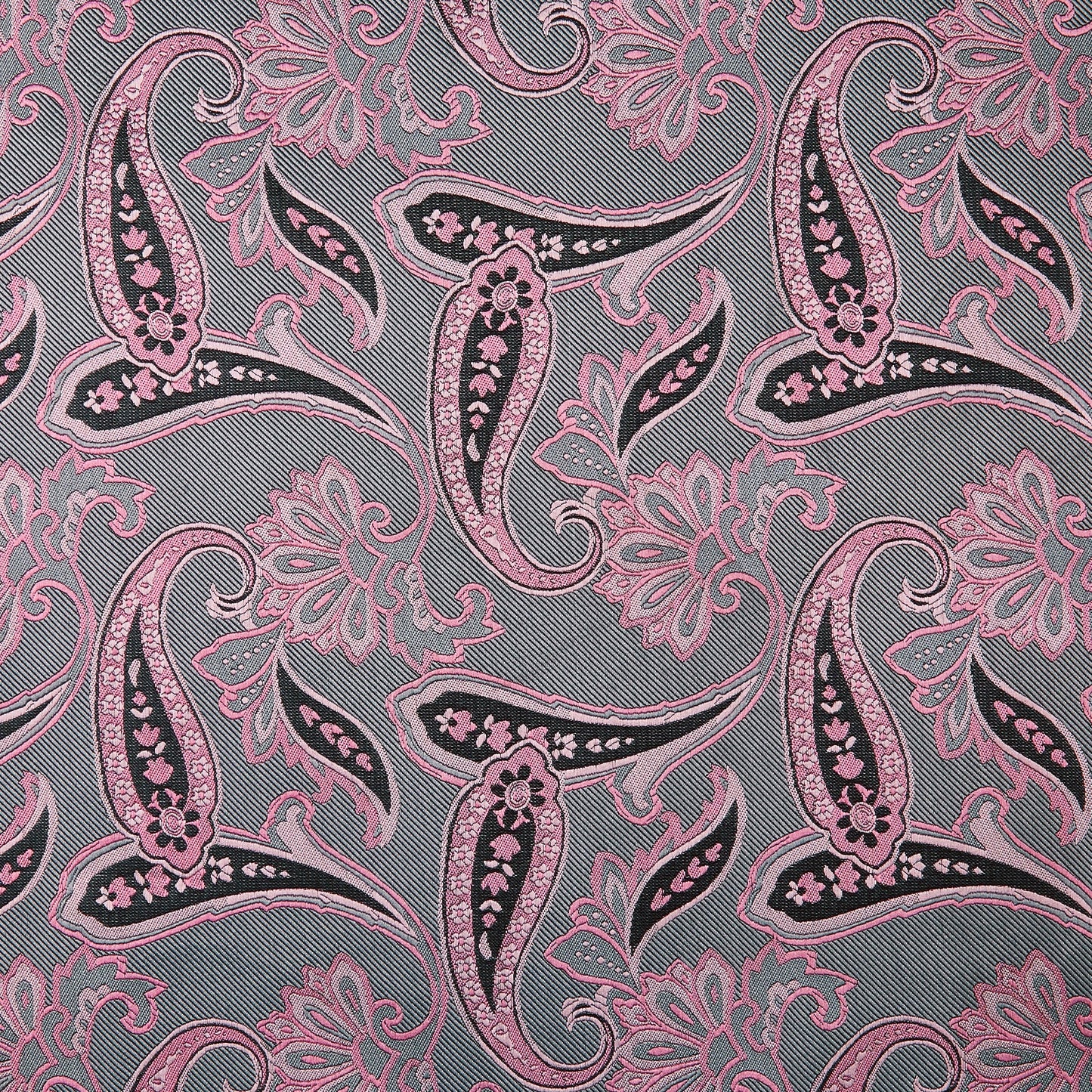 Hisdern Extra Long Pink Grey Paisley Set For Groomsmen